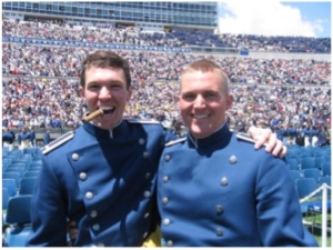 Graduation day with classmate Joseph Helton (right), killed in action in Iraq in 2009
